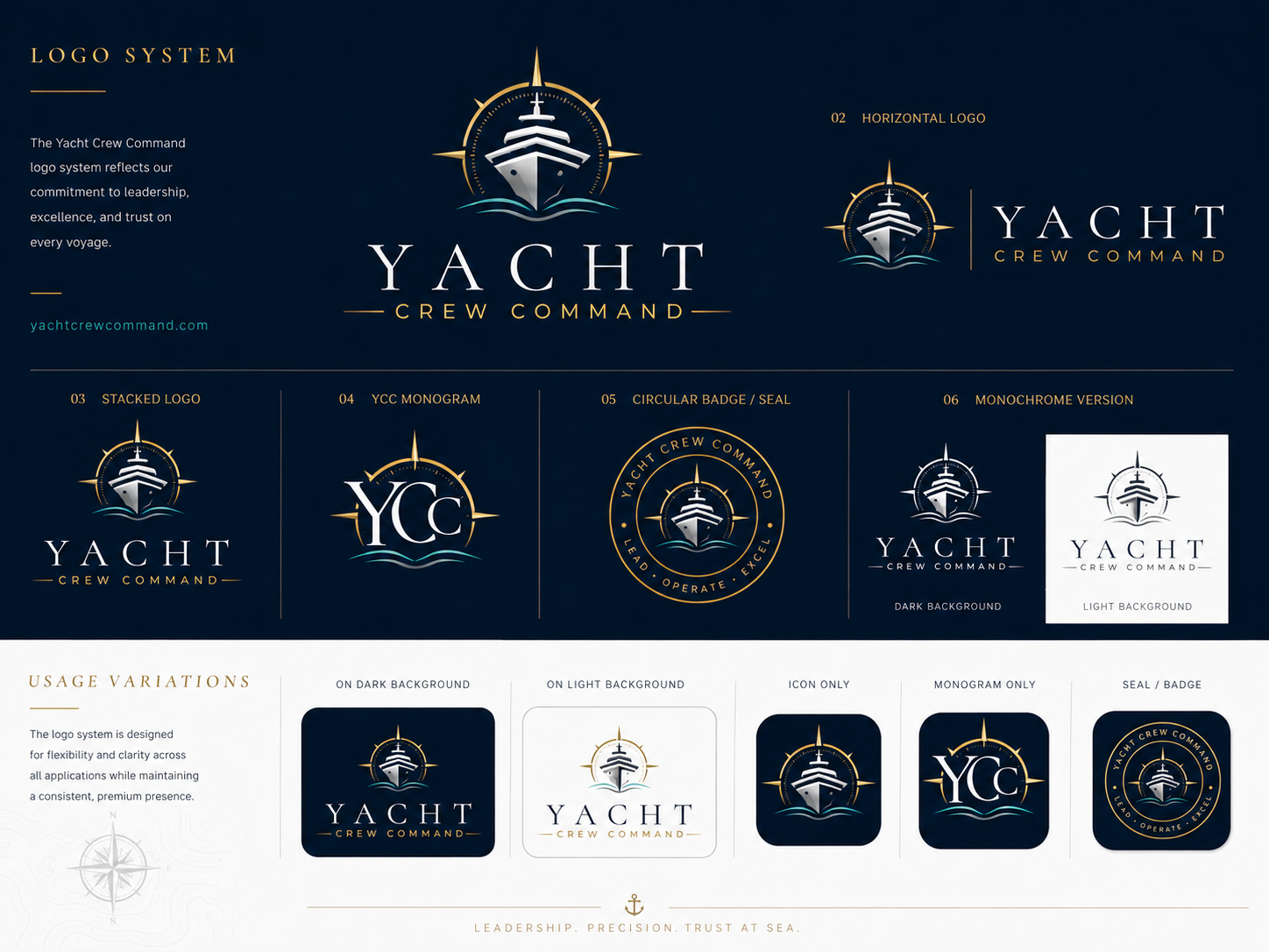 Yacht Crew Command logo system sheet